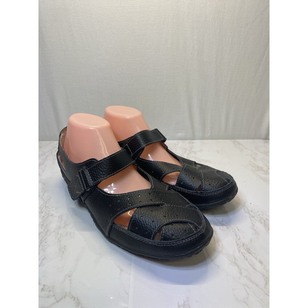 Spring Step Women's Mary Jane Black Leather Flexible Flat Shoes USA 10.5-11 EE